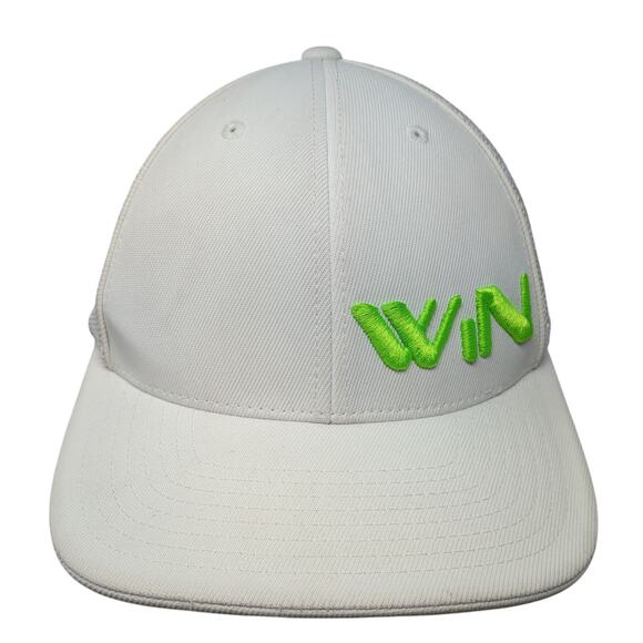 Win Fitted Trucker Hat White 7 3/8 Lightweight Mesh Back Pacific Headwear - Picture 1 of 10
